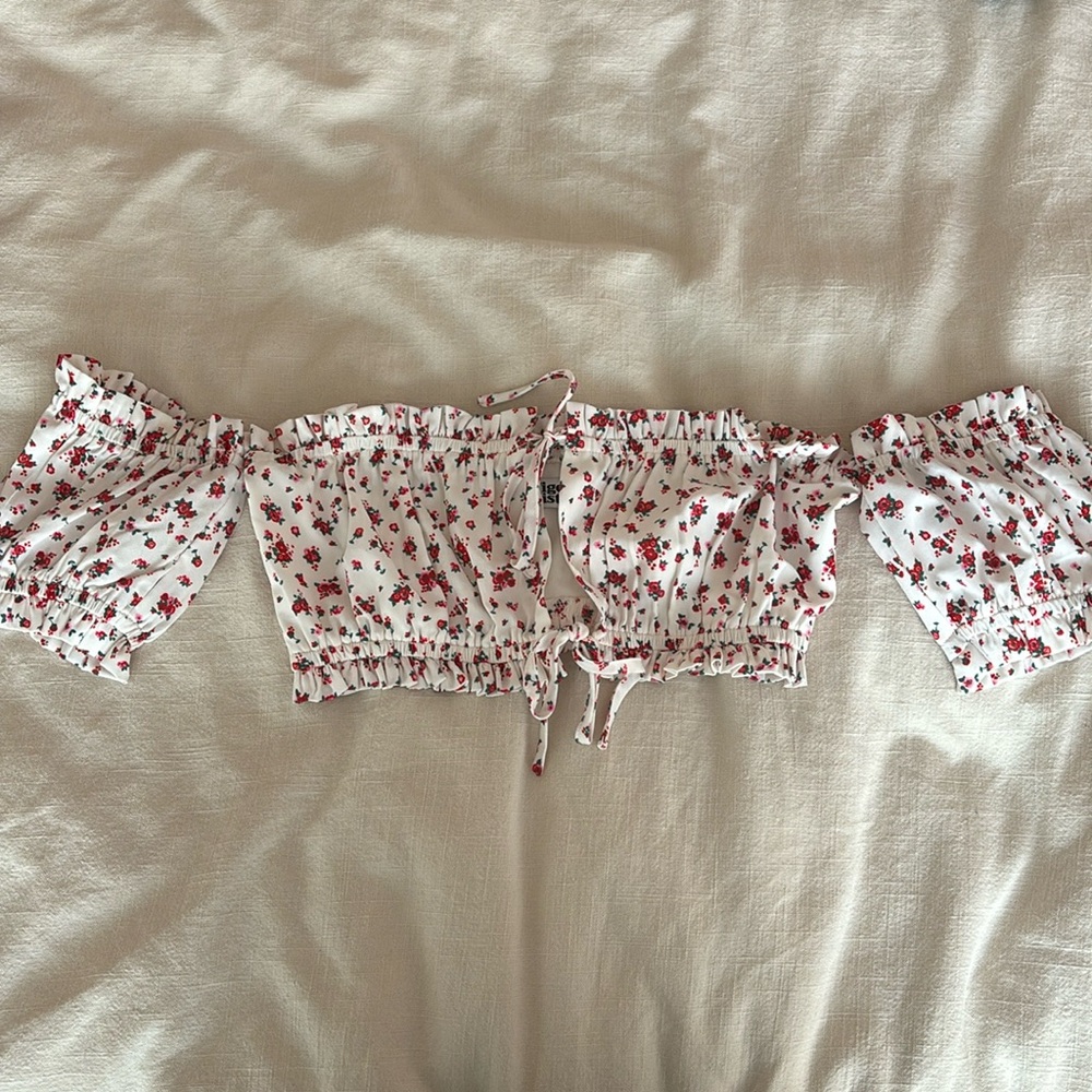 Tiger mist floral tank top with tie front